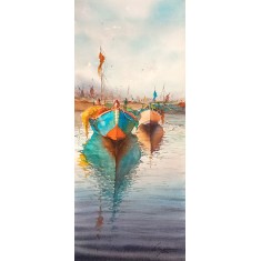 Shaima Umer, 10 x 22 Inches, Watercolor on Paper, Seascape Painting, AC-SHA-084